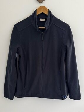 LL Bean Navy Fleece Zip Jacket Womens Large